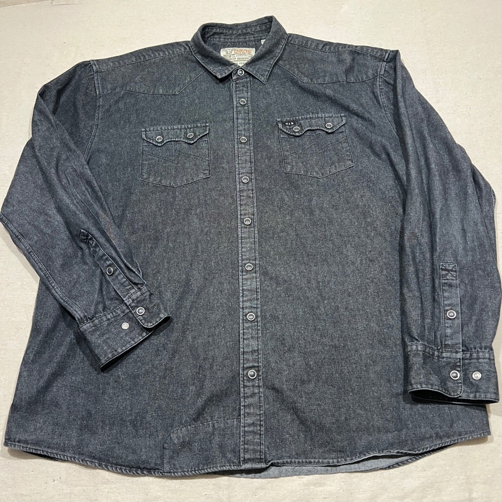 Howler Brothers Dust Up Denim Gray Pearl Snap Button‎ Western Size XXL - Picture 2 of 11